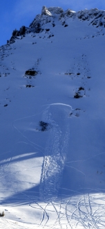 Small avalanche on N face of Crown Butte